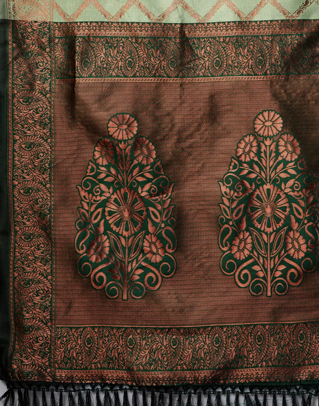 SIRIL Women's Banarasi Jacquard Soft Silk Kanjeevaram Saree With Unstitched Blouse Piece (3759S135A_Pista Green)