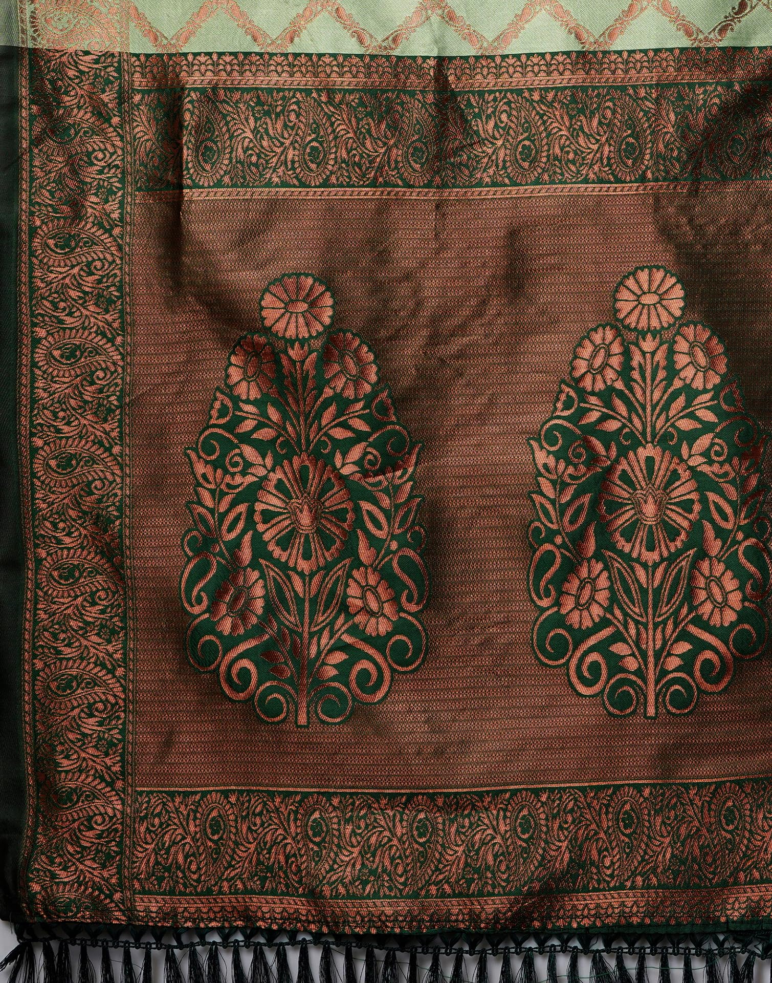 SIRIL Women's Banarasi Jacquard Soft Silk Kanjeevaram Saree With Unstitched Blouse Piece (3759S135A_Pista Green)