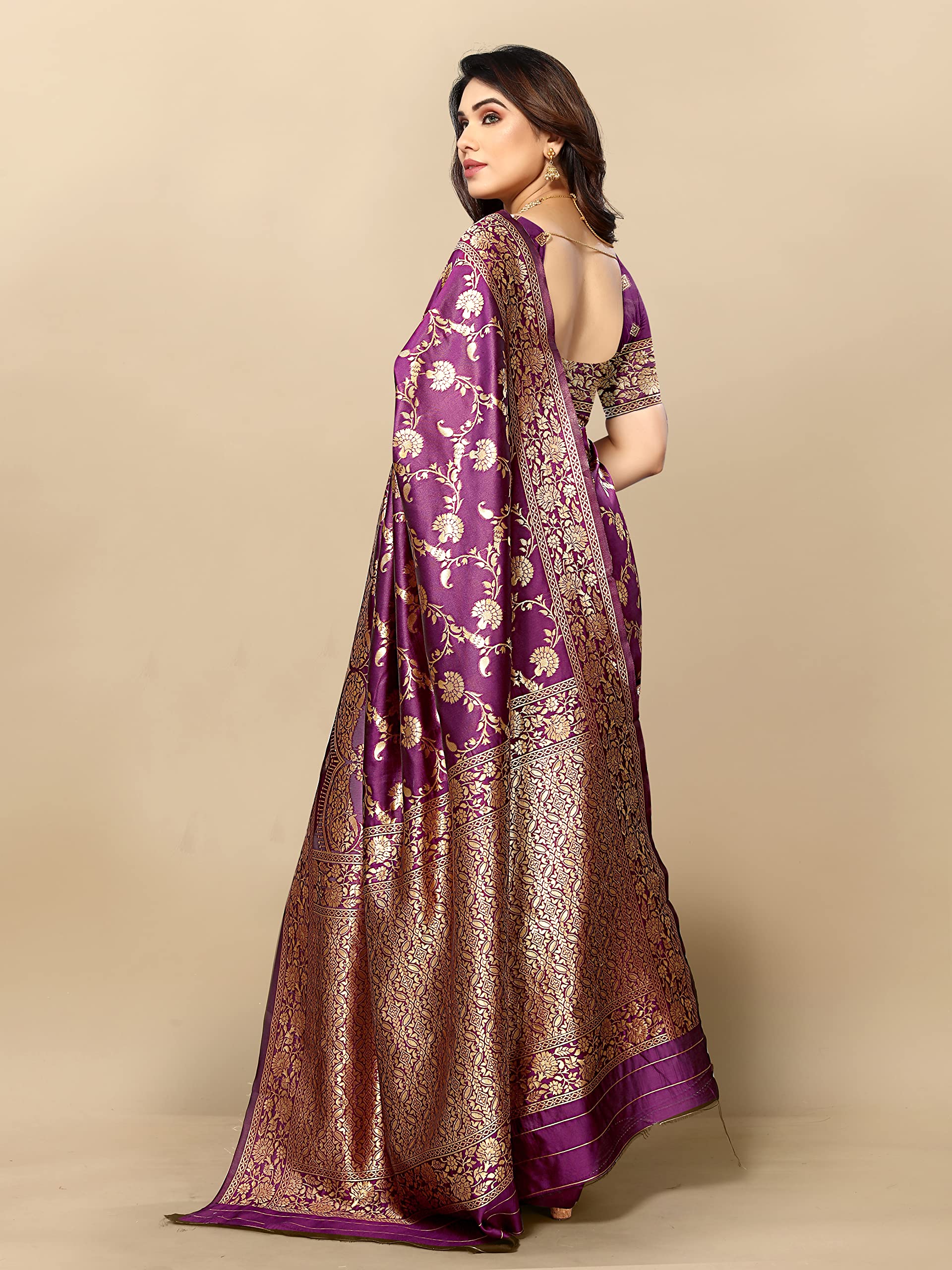 Sidhidata Women's Kanjivaram Banarasi Jacquard Silk Saree With Blouse Piece (Silk Hanuman Jamli_Jamli_Free Size)