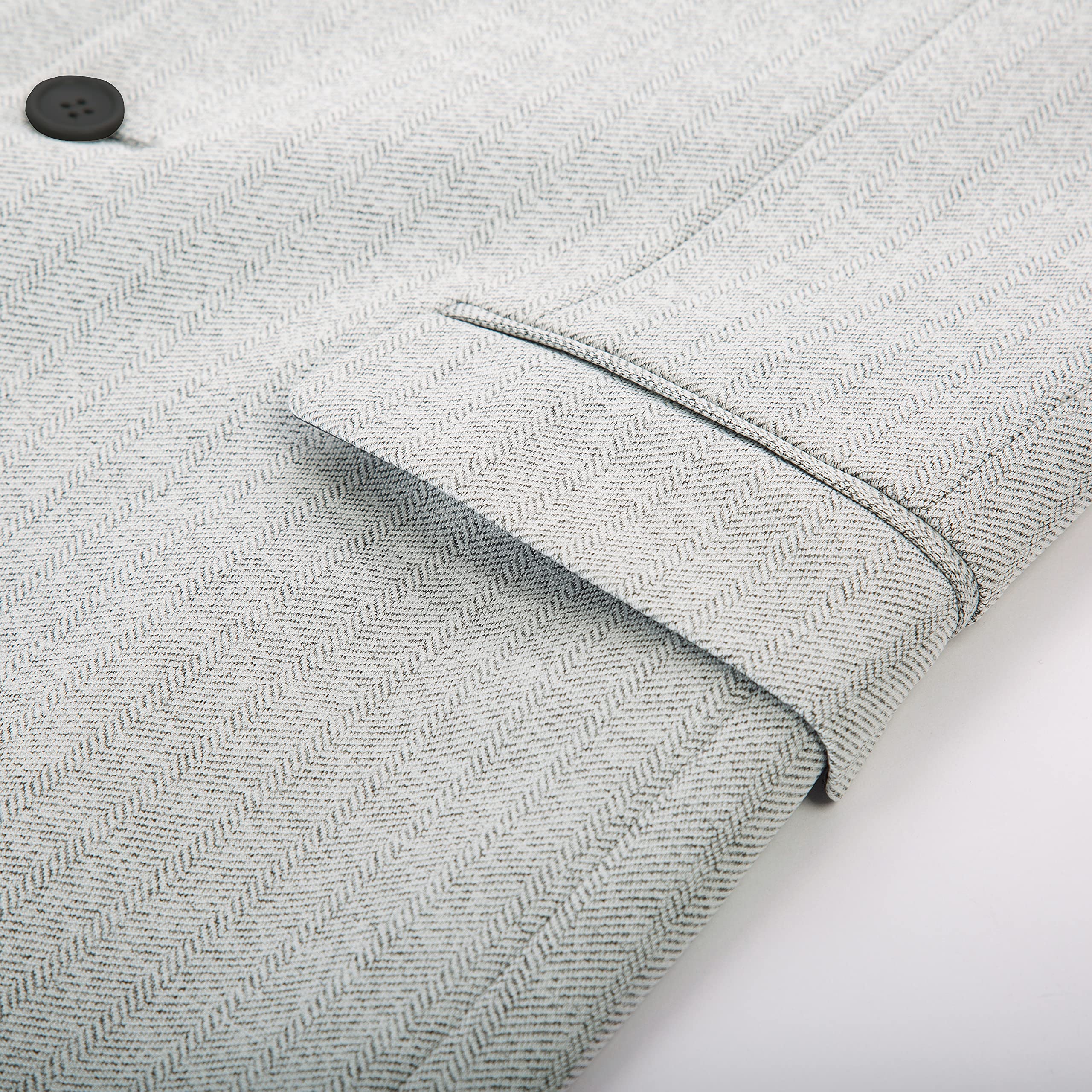 Mens Business Suit Jacket Knit Blazer Slim Fit Herringbone Sport Coat for Office Light Grey