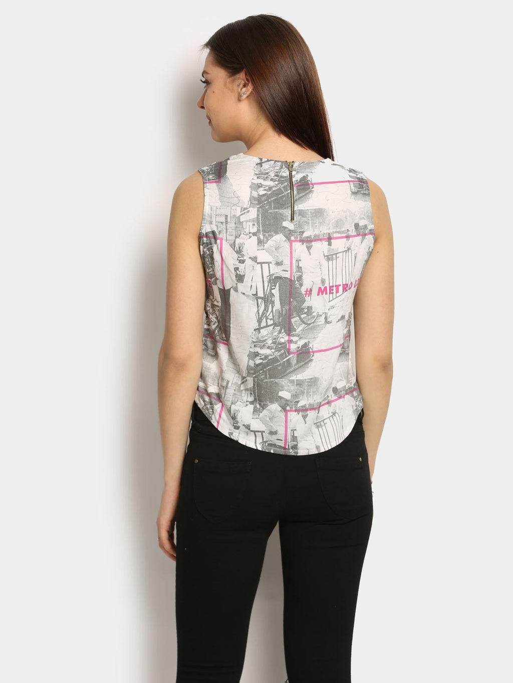 Akkriti by Pantaloons Women White Liva Printed Regular Fit Crop Top