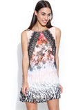 Bebe Multicoloured Printed Panelled Shift Dress