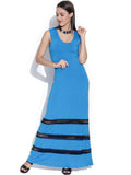 Bebe Blue Maxi Dress with Lace Detail